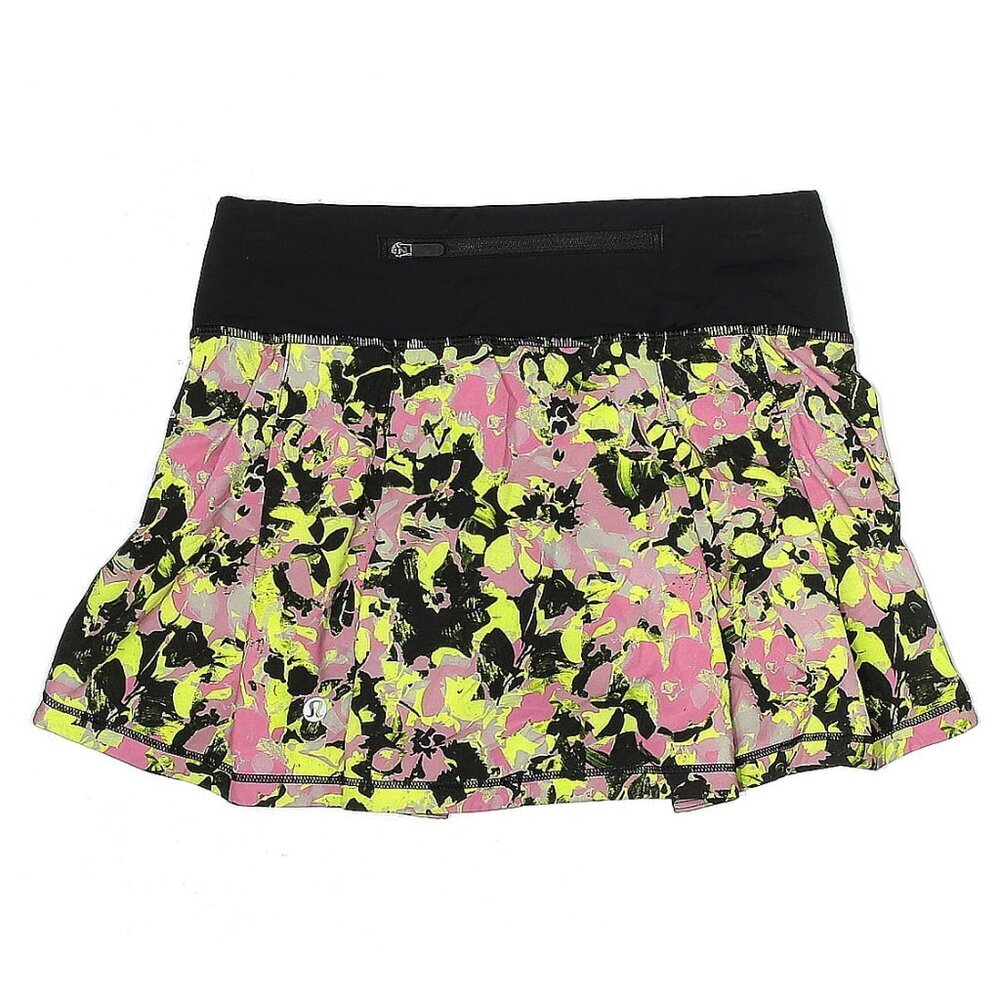 Lululemon skirt Pace Rival Skort Inflected Highlight Yellow Black sz 0 - Picture 4 of 6